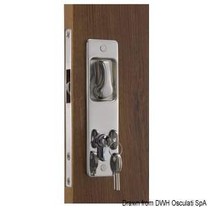 Serratura per porte scorrevoli con maniglie incassate, chiave YALE esterna, blocco interno